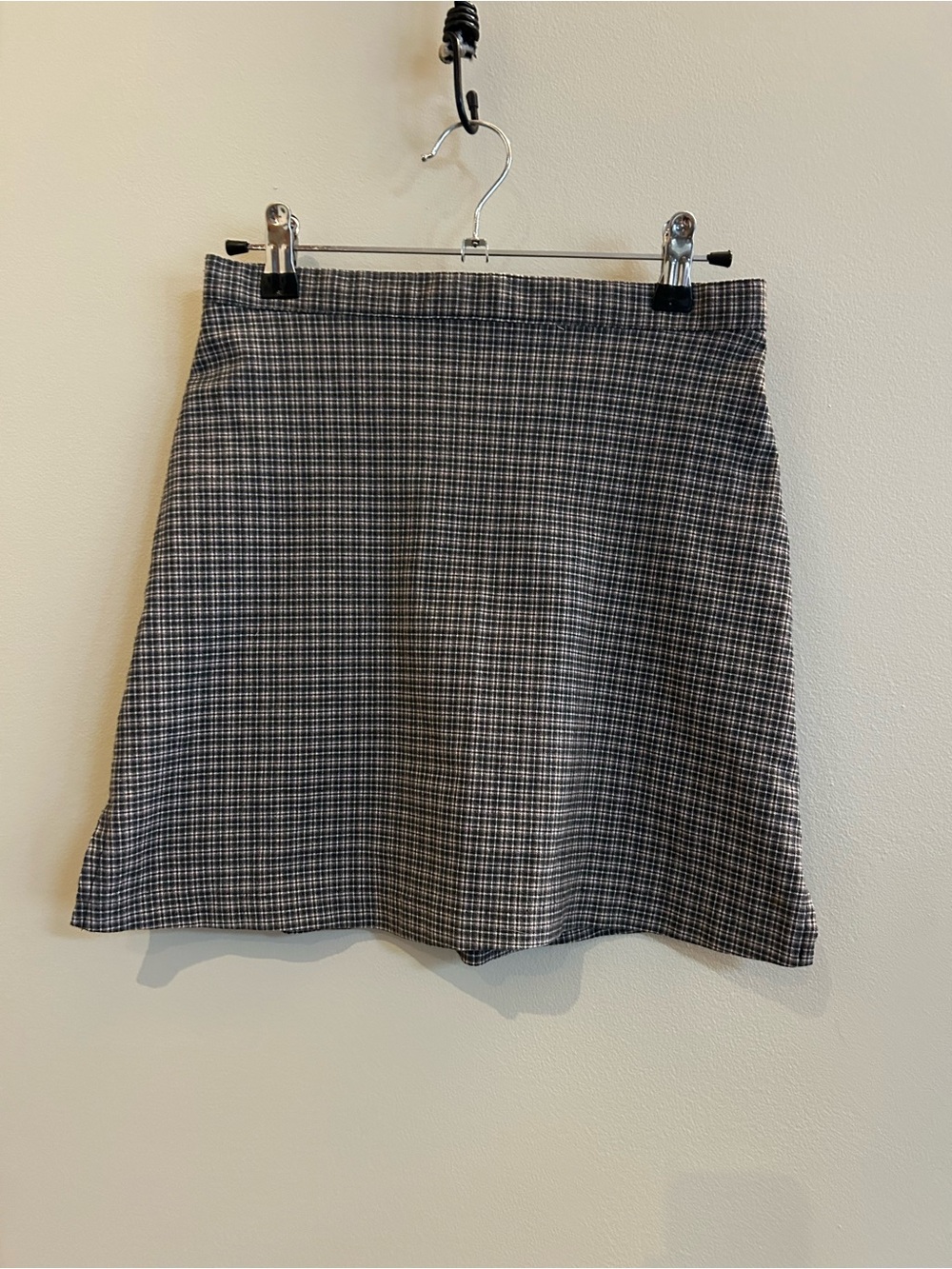 Y2K Vintage Black & White Plaid A-Line Skirt